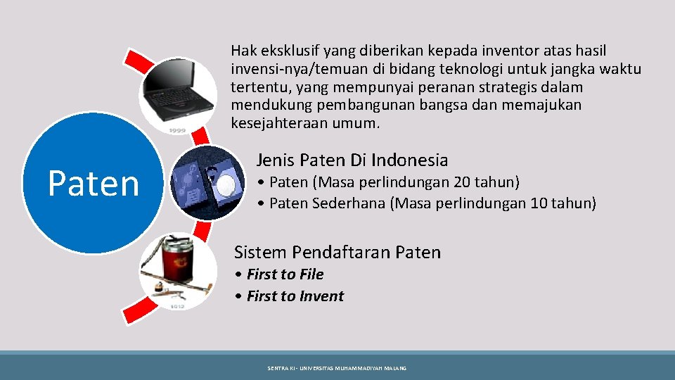 Hak eksklusif yang diberikan kepada inventor atas hasil invensi-nya/temuan di bidang teknologi untuk jangka