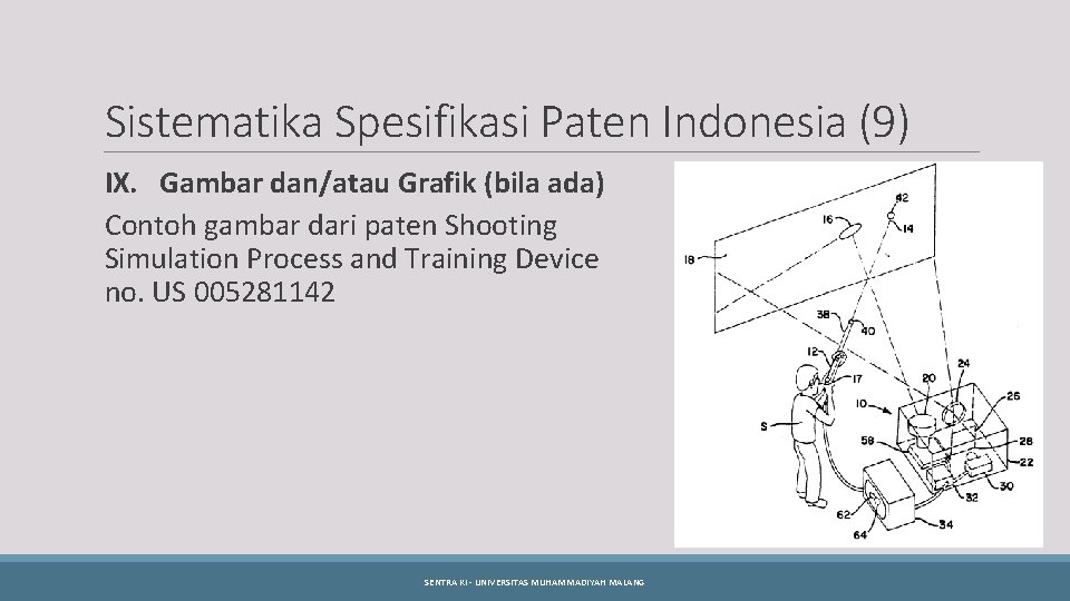 Sistematika Spesifikasi Paten Indonesia (9) IX. Gambar dan/atau Grafik (bila ada) Contoh gambar dari