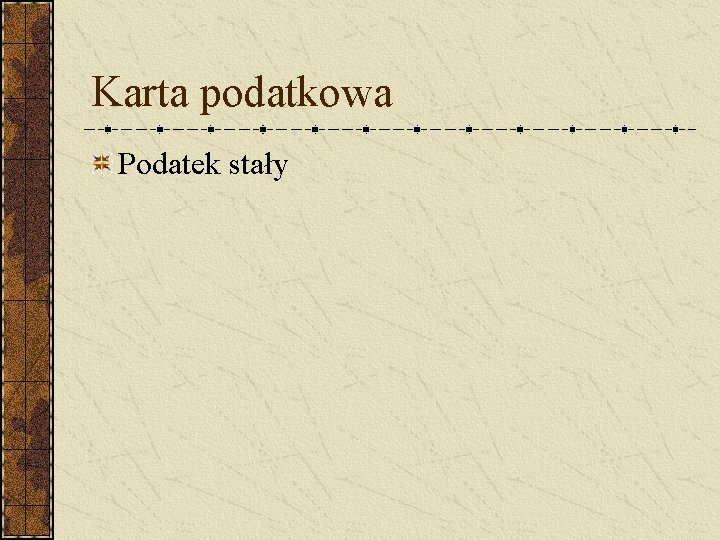 Karta podatkowa Podatek stały 