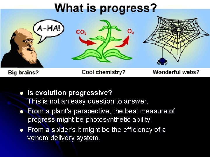 l l l Is evolution progressive? This is not an easy question to answer.
