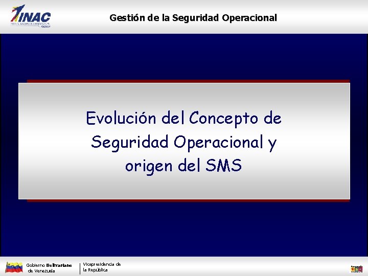 Gestión de la Seguridad Operacional Evolución del Concepto de Seguridad Operacional y origen del