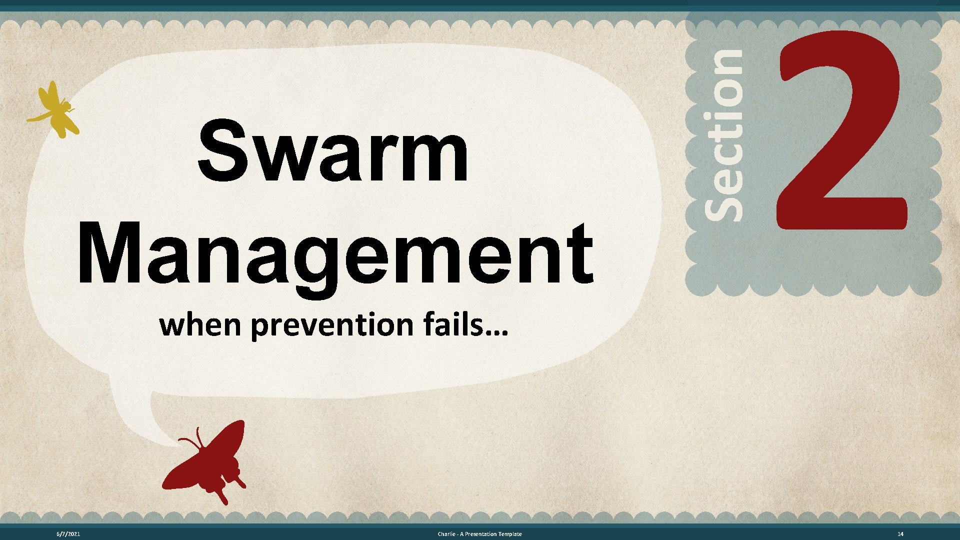 when prevention fails… 6/7/2021 Charlie - A Presentation Template Section Swarm Management 2 14