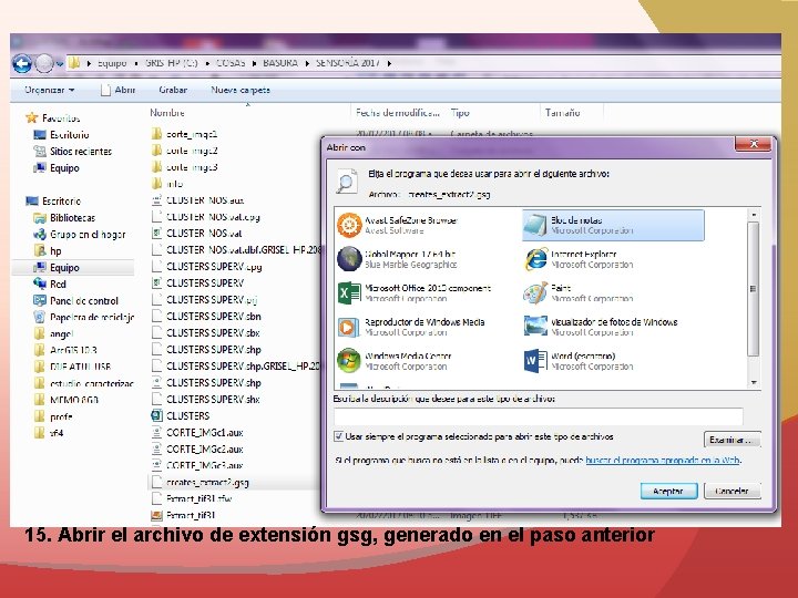 15. Abrir el archivo de extensión gsg, generado en el paso anterior 