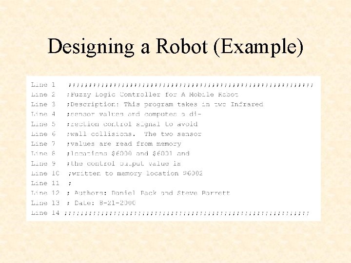 Designing a Robot (Example) 