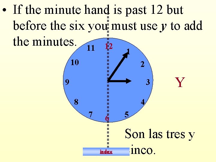  • If the minute hand is past 12 but before the six you