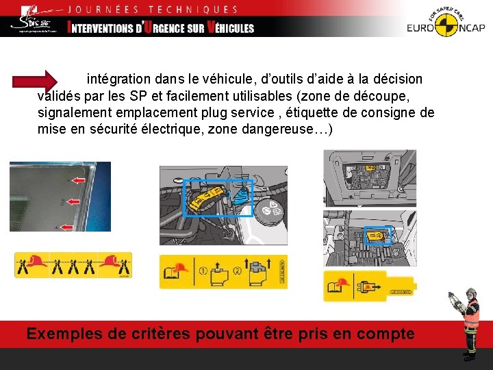 intégration dans le véhicule, d’outils d’aide à la décision validés par les SP et