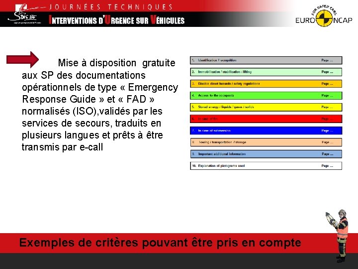 Mise à disposition gratuite aux SP des documentations opérationnels de type « Emergency Response