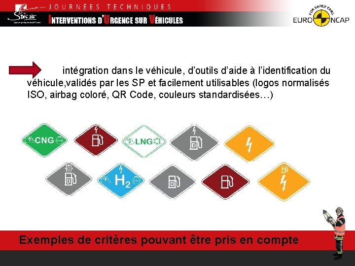 intégration dans le véhicule, d’outils d’aide à l’identification du véhicule, validés par les SP