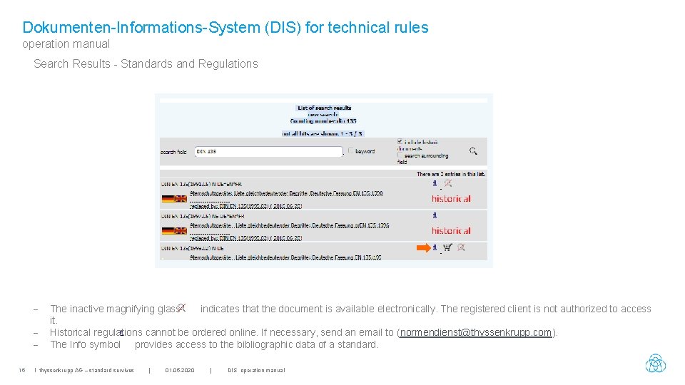 Dokumenten-Informations-System (DIS) for technical rules operation manual Search Results - Standards and Regulations 16
