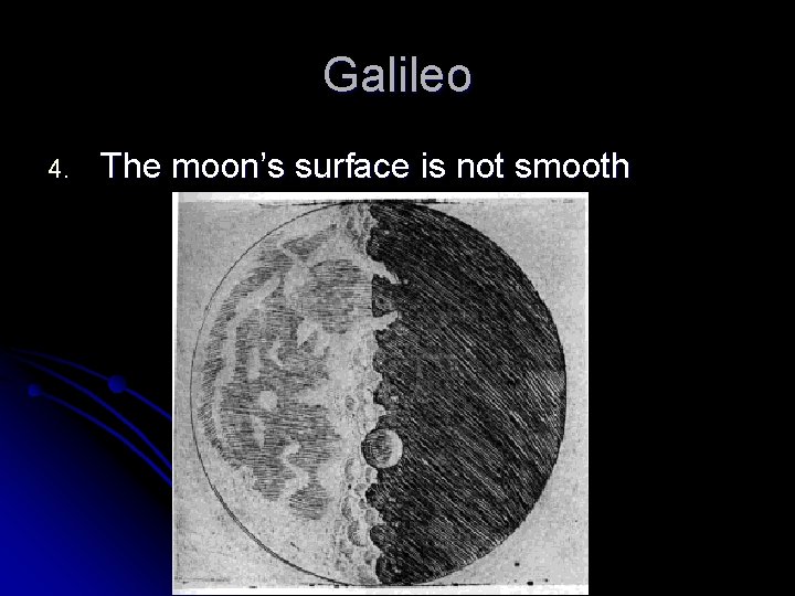 Galileo 4. The moon’s surface is not smooth 