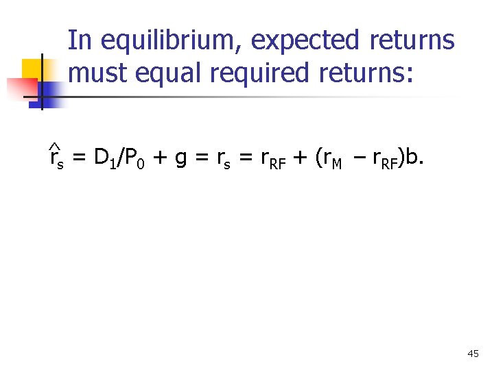 In equilibrium, expected returns must equal required returns: ^ rs = D 1/P 0