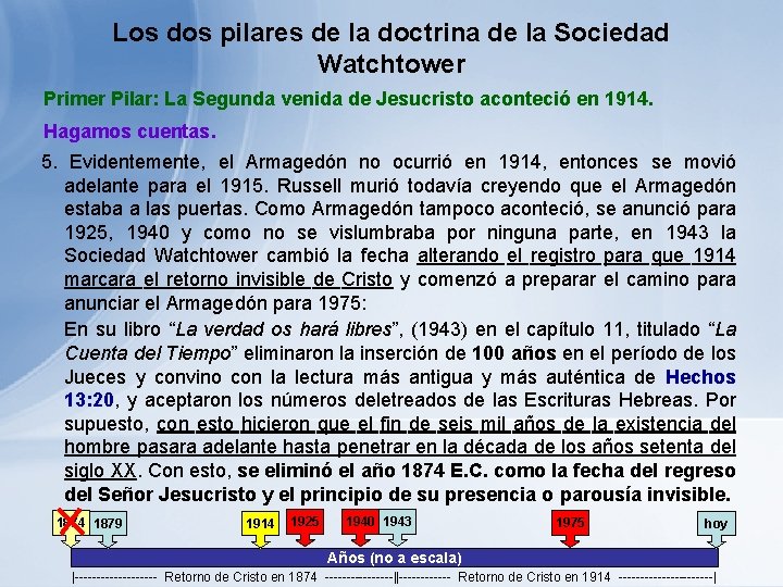 Los dos pilares de la doctrina de la Sociedad Watchtower Primer Pilar: La Segunda Los dos pilares de la doctrina de la Sociedad Watchtower Primer Pilar: La Segunda