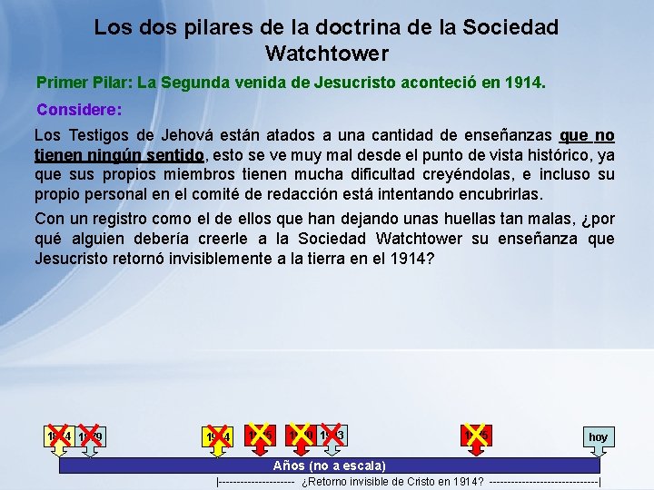 Los dos pilares de la doctrina de la Sociedad Watchtower Primer Pilar: La Segunda Los dos pilares de la doctrina de la Sociedad Watchtower Primer Pilar: La Segunda