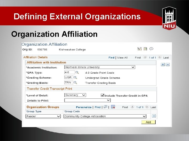 Defining External Organizations Organization Affiliation 