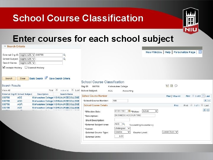 School Course Classification Enter courses for each school subject 