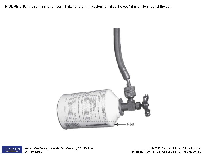 FIGURE 5 -10 The remaining refrigerant after charging a system is called the heel;