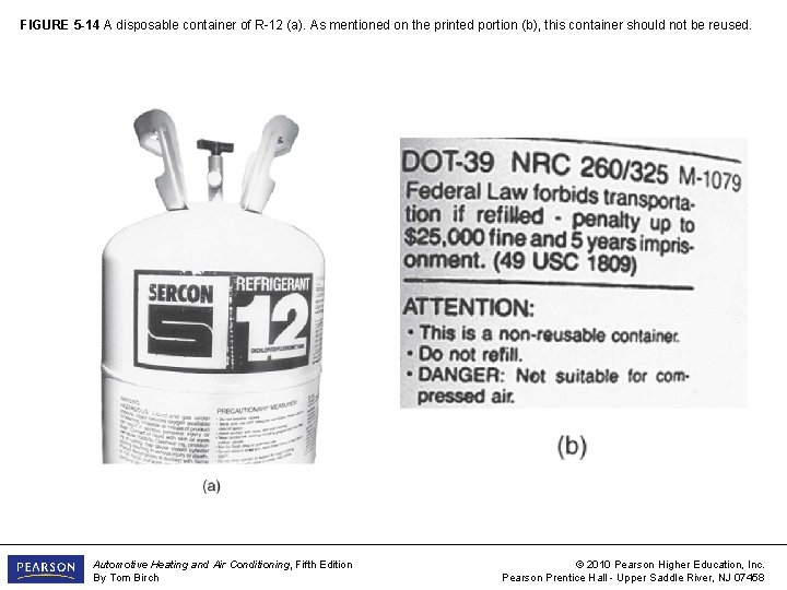 FIGURE 5 -14 A disposable container of R-12 (a). As mentioned on the printed
