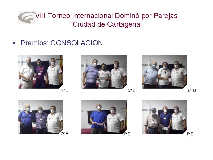 VIII Torneo Internacional Dominó por Parejas “Ciudad de Cartagena” • Premios: CONSOLACION 4º B