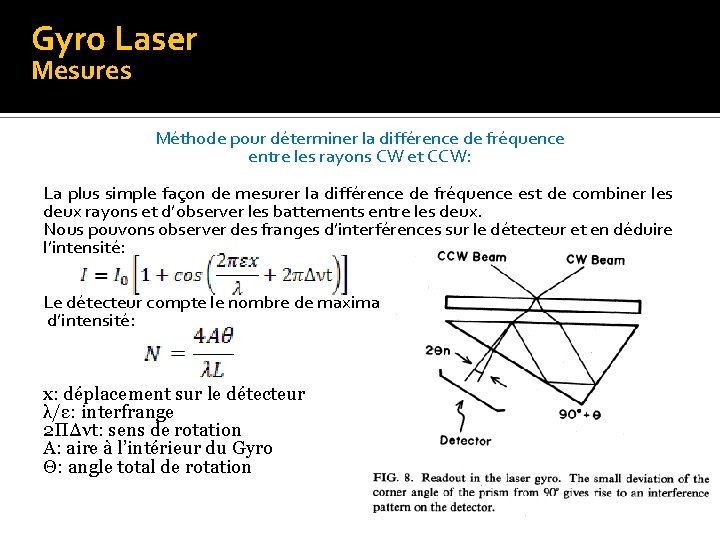 Gyro Laser Mesures Méthode pour déterminer la différence de fréquence entre les rayons CW Gyro Laser Mesures Méthode pour déterminer la différence de fréquence entre les rayons CW