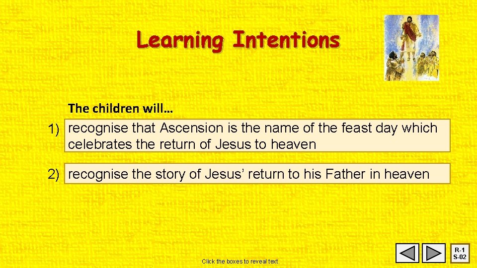 Learning Intentions The children will… 1) recognise that Ascension is the name of the