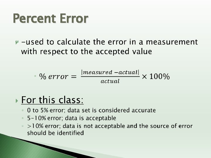 Percent Error Percent Error