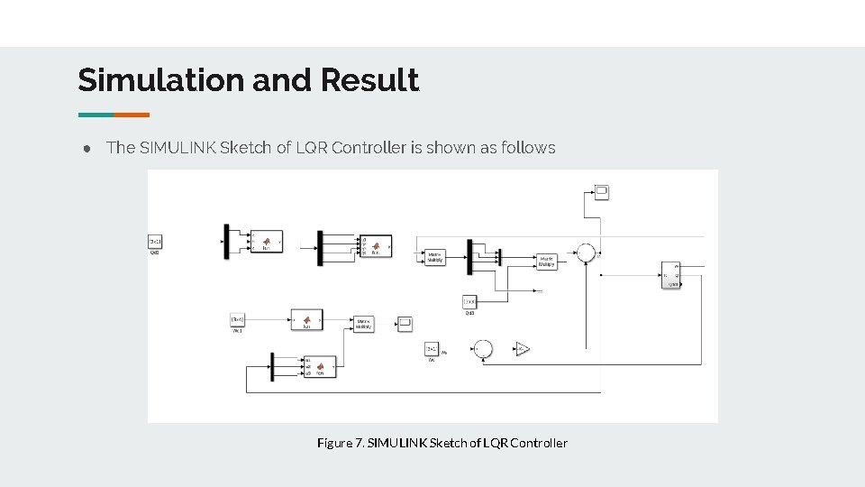 Simulation and Result ● The SIMULINK Sketch of LQR Controller is shown as follows