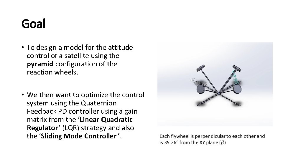 Goal • To design a model for the attitude control of a satellite using