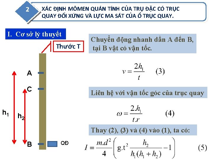 2 XÁC ĐỊNH MÔMEN QUÁN TÍNH CỦA TRỤ ĐẶC CÓ TRỤC QUAY ĐỐI XỨNG