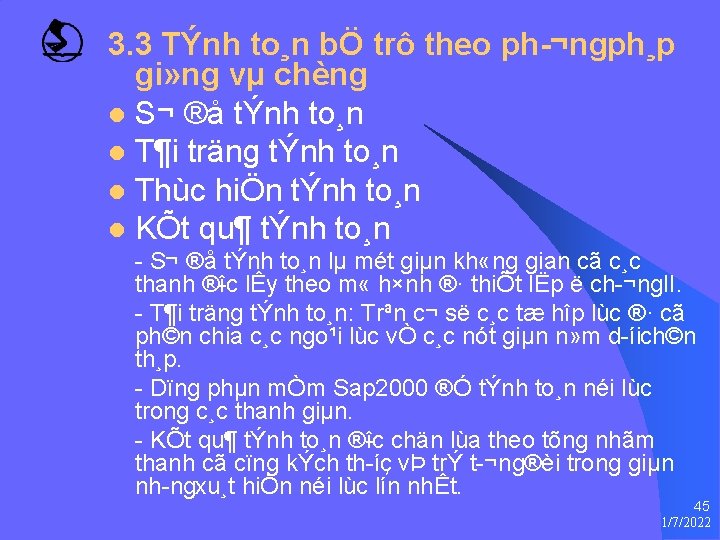 3. 3 TÝnh to¸n bÖ trô theo ph ¬ngph¸p gi» ng vµ chèng l