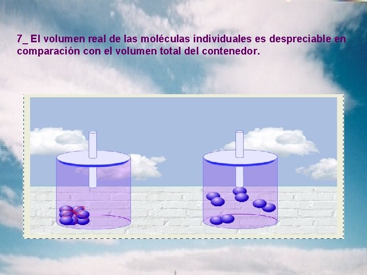 7_ El volumen real de las moléculas individuales es despreciable en comparación con el