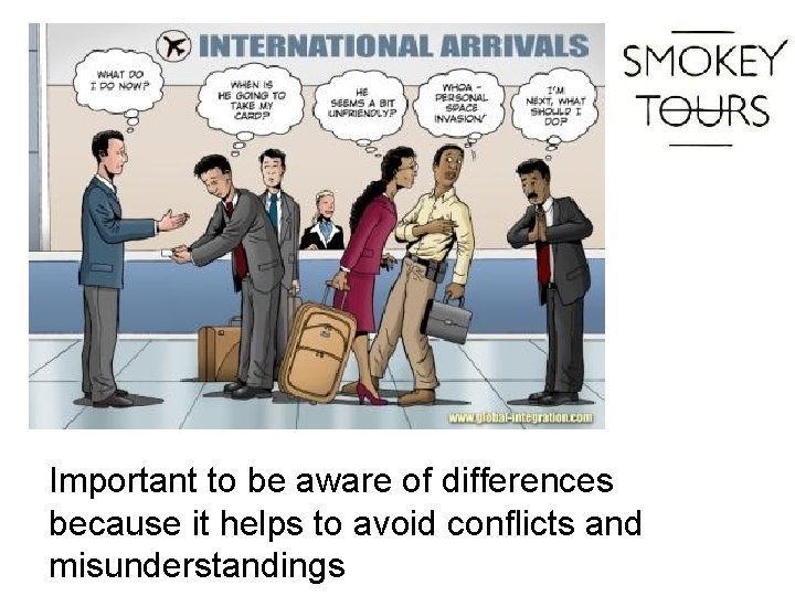 Important to be aware of differences because it helps to avoid conflicts and misunderstandings