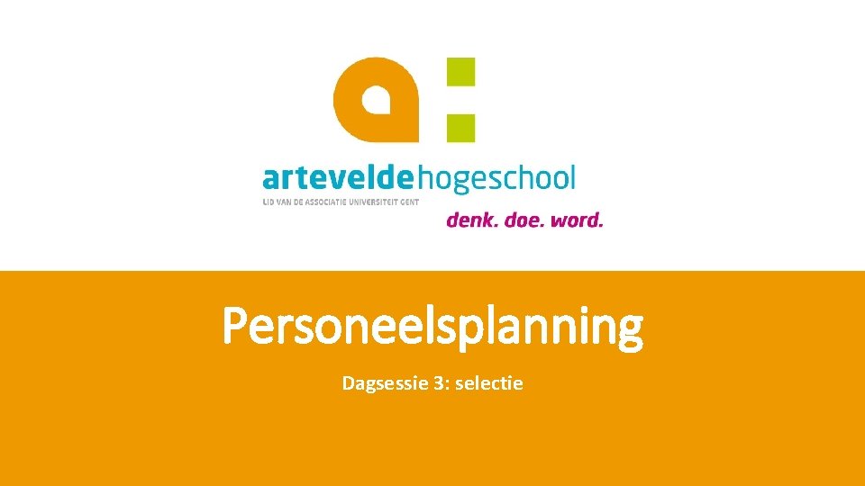 Personeelsplanning Dagsessie 3: selectie 