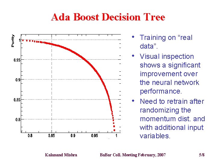 Ada Boost Decision Tree • • • Kalanand Mishra Training on “real data”. Visual