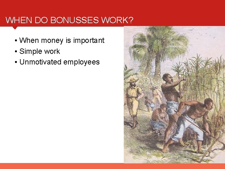 WHEN DO BONUSSES WORK? • When money is important • Simple work • Unmotivated