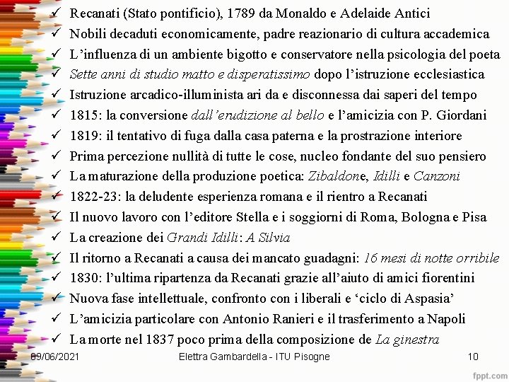 ü ü ü ü ü Recanati (Stato pontificio), 1789 da Monaldo e Adelaide Antici