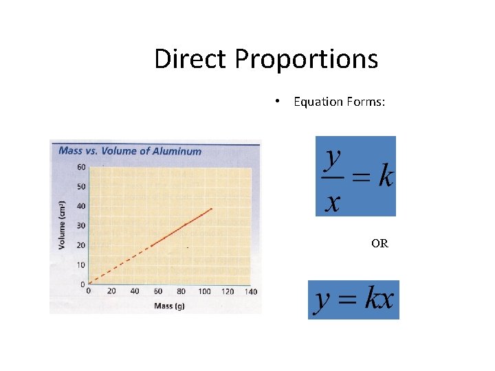 Direct Proportions • Equation Forms: OR 