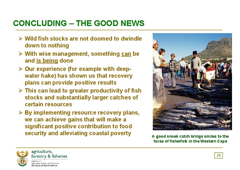 CONCLUDING – THE GOOD NEWS Ø Wild fish stocks are not doomed to dwindle