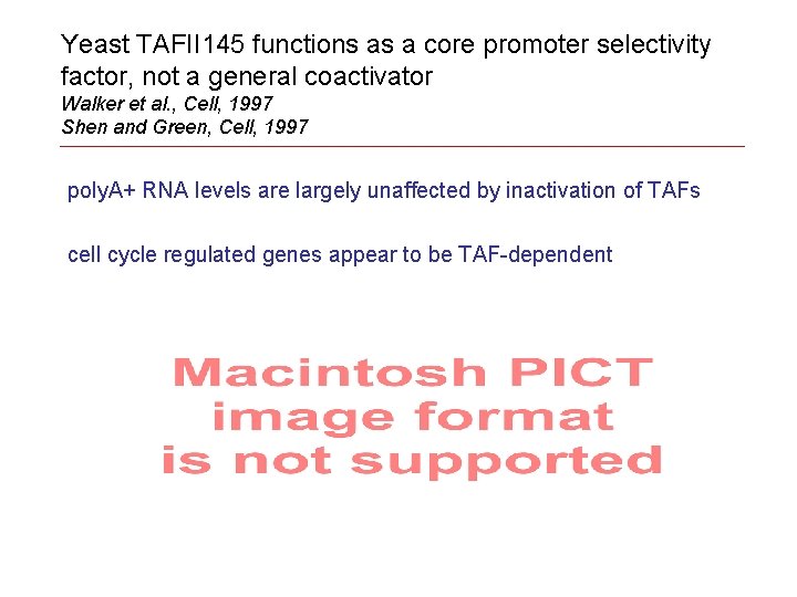 Yeast TAFII 145 functions as a core promoter selectivity factor, not a general coactivator