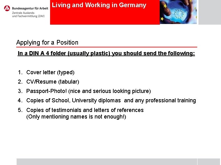 Living and Working in Germany Applying for a Position In a DIN A 4