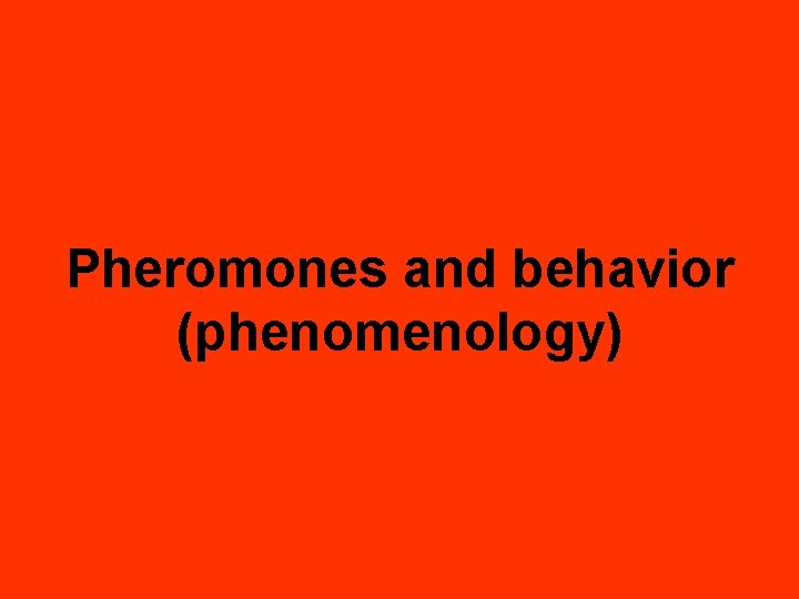 Pheromones and behavior (phenomenology) 