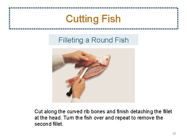 Cutting Fish Filleting a Round Fish Cut along the curved rib bones and finish
