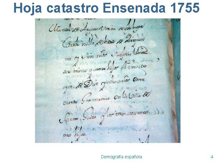 Hoja catastro Ensenada 1755 Demografía española 4 