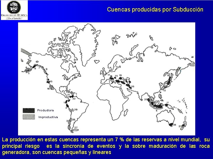 Cuencas producidas por Subducción Productora Improductiva La producción en estas cuencas representa un 7