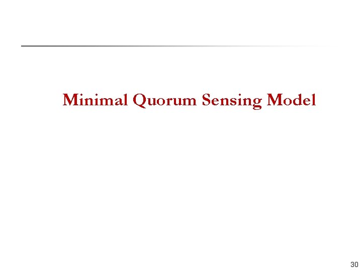 Minimal Quorum Sensing Model 30 