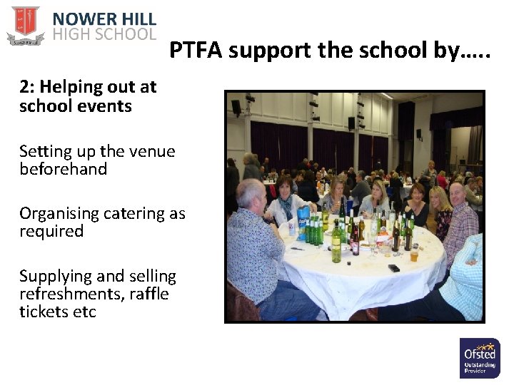 PTFA support the school by…. . 2: Helping out at school events Setting up