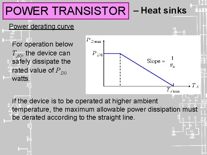 POWER TRANSISTOR – Heat sinks Power derating curve For operation below TA 0, the