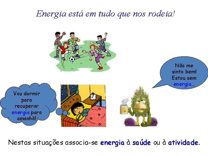 Energia está em tudo que nos rodeia! Não me sinto bem! Estou sem energia…