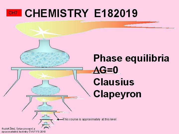 CH 7 CHEMISTRY E 182019 Phase equilibria G=0 Clausius Clapeyron This course is approximately