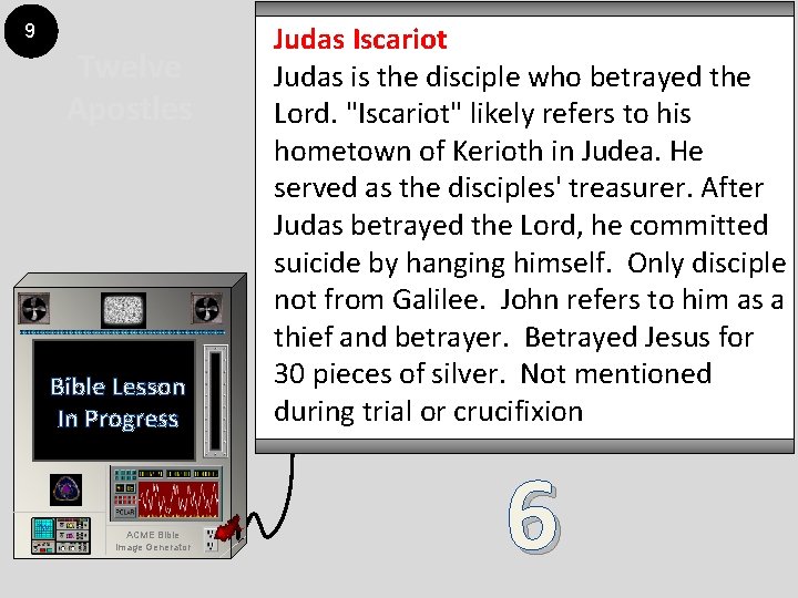 9 Twelve Apostles Bible Lesson In Progress ACME Bible Image Generator Judas Iscariot Judas