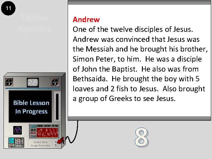 11 Twelve Apostles Bible Lesson In Progress ACME Bible Image Generator Andrew One of